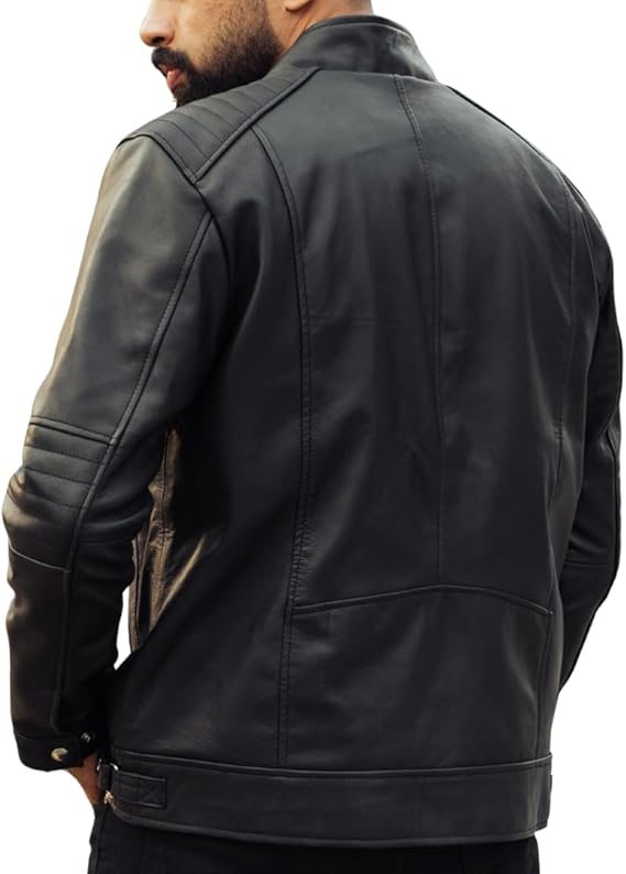 Zanz Mens Genuine Leather Motorcycle Jacket | Real Lambskin Leather Jackets for Men Fashion Wear Handmade Leather Jacket