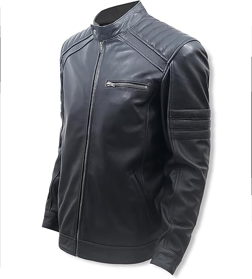 Custom 100% lambskin windbreaker leather motorcycle riding jacket for men